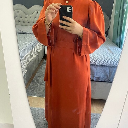 40 Beden turuncu Renk Abaya
