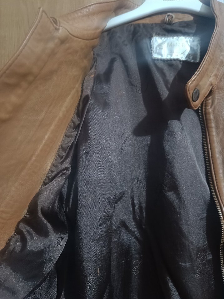 Kahverengi Deri Ceket - Görsel 4