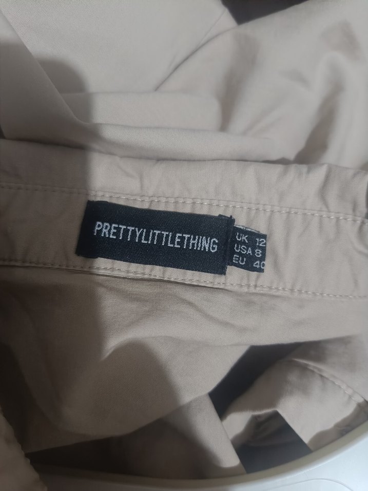 Bej Keten Midi elbise - Görsel 5