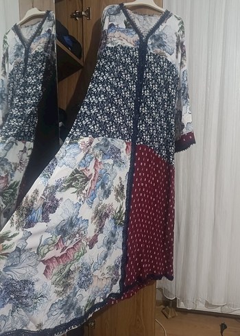 Uzun Bohem Desenli Kadın Elbise - Görsel 2