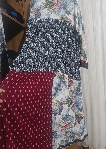 Uzun Bohem Desenli Kadın Elbise - Görsel 6