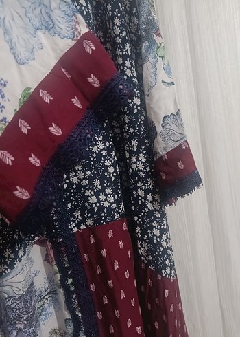 Uzun Bohem Desenli Kadın Elbise - Görsel 5