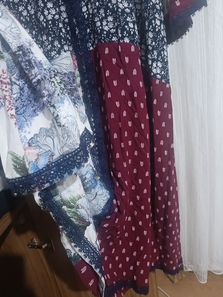 Uzun Bohem Desenli Kadın Elbise - Görsel 4