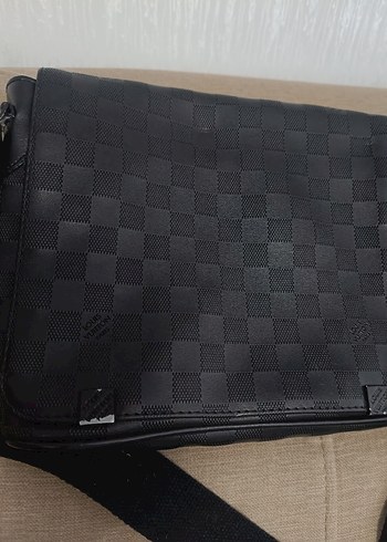 Erkek Siyah Kareli Tokalı Omuz Çantası - Görsel 6