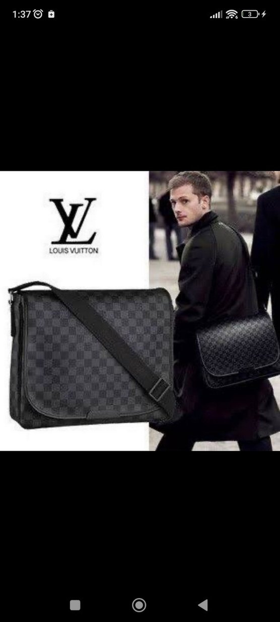 Erkek Siyah Kareli Tokalı Omuz Çantası - Görsel 4