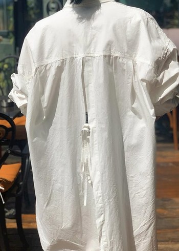Beyaz Uzun Kollu Keten Gömlek - Görsel 3
