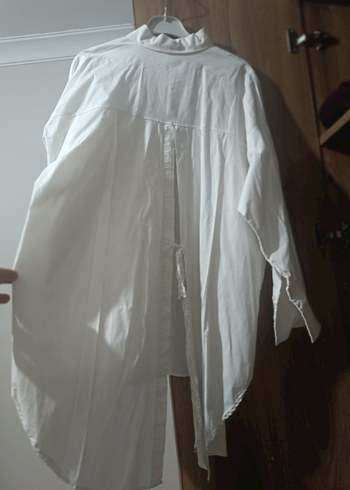 Beyaz Uzun Kollu Keten Gömlek - Görsel 5