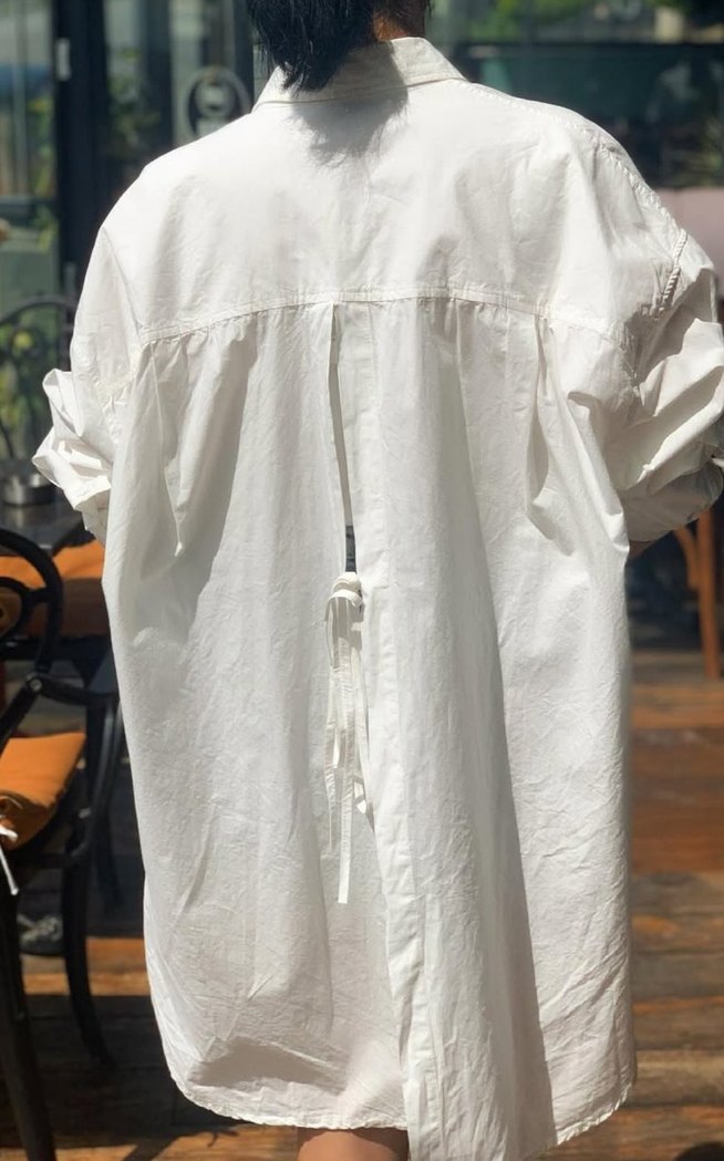 Beyaz Uzun Kollu Keten Gömlek - Görsel 3