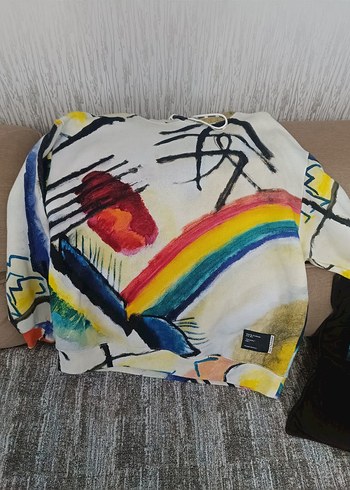 Renkli Baskılı Kapüşonlu Kadın Sweatshirt - Görsel 4