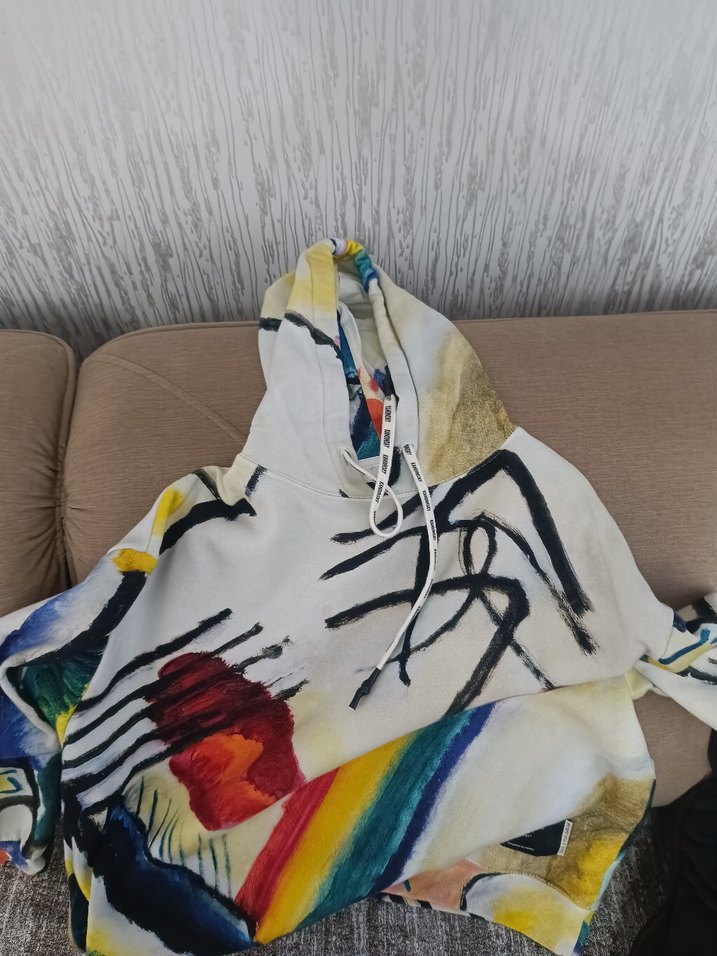 Renkli Baskılı Kapüşonlu Kadın Sweatshirt - Görsel 3