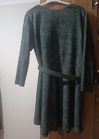 Gri Kemerli Midi Ofis Elbisesi - Görsel 5