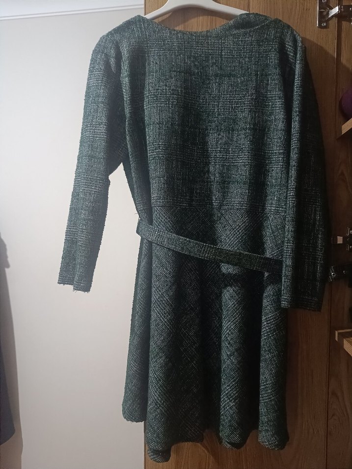 Gri Kemerli Midi Ofis Elbisesi - Görsel 5