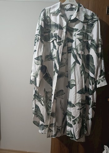 Uzun Kollu V Yaka Beyaz Mini Elbise - Görsel 2