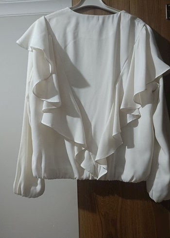 Uzun Kollu Beyaz Mini Bluz - Görsel 3