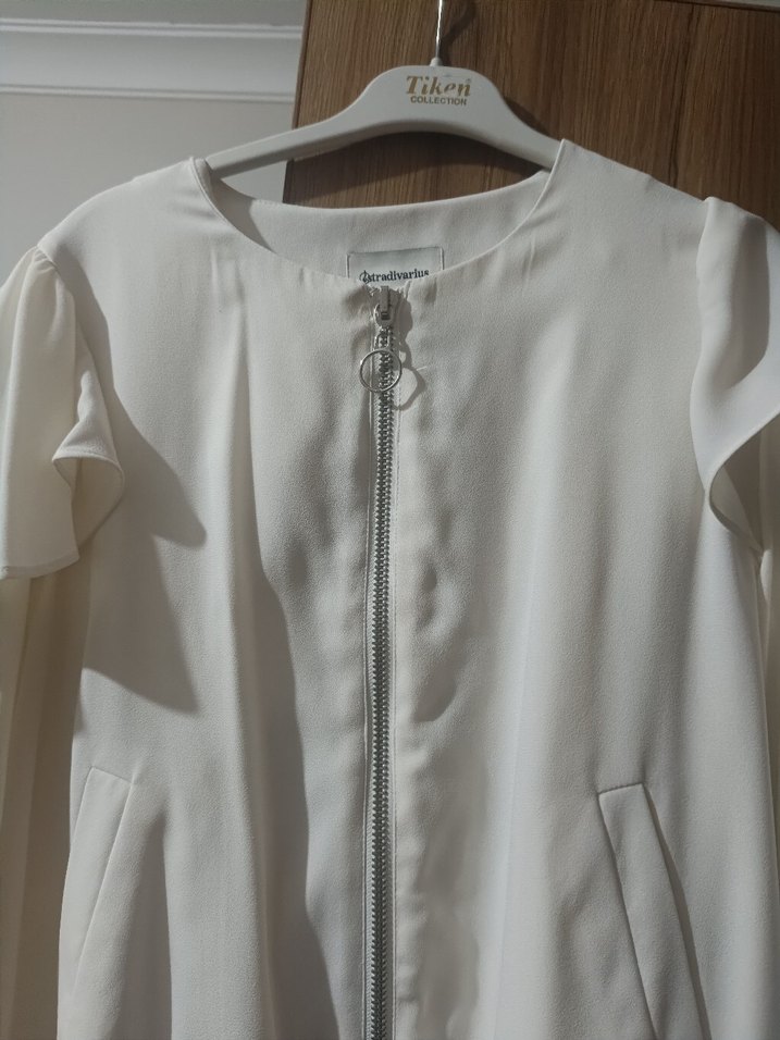 Uzun Kollu Beyaz Mini Bluz - Görsel 4