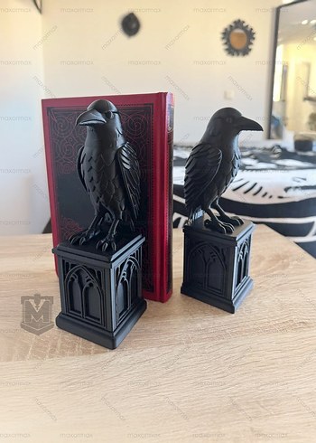 Beden siyah Renk Gotik Karga Figürlü Kitap Tutucu - Raven