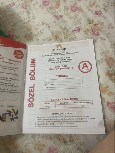  8. Sınıf Sinan kuzucu Türkçe deneme
