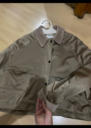 Diğer Kadın Camel Deri Bomber Ceket