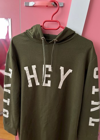36 Beden Haki Renk Kapüşonlu Uzun Kollu Sweatshirt