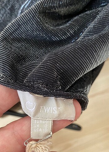 m Beden gri Renk Twist marka simli şık rahat elbise