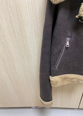 s Beden Kürk Detaylı Kahverengi Süet Kısa Kadın Ceket