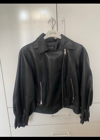 LC Waikiki Kemer Detaylı Siyah Deri Biker Ceket
