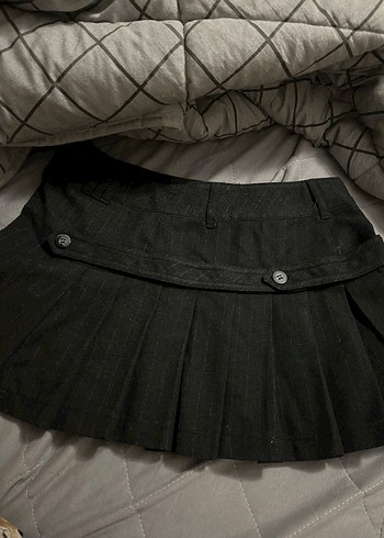 Gri Pileli Mini Etek - Görsel 2