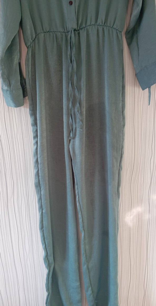 Düğmeli Uzun Kollu Hamile Keten Tunik - Görsel 2