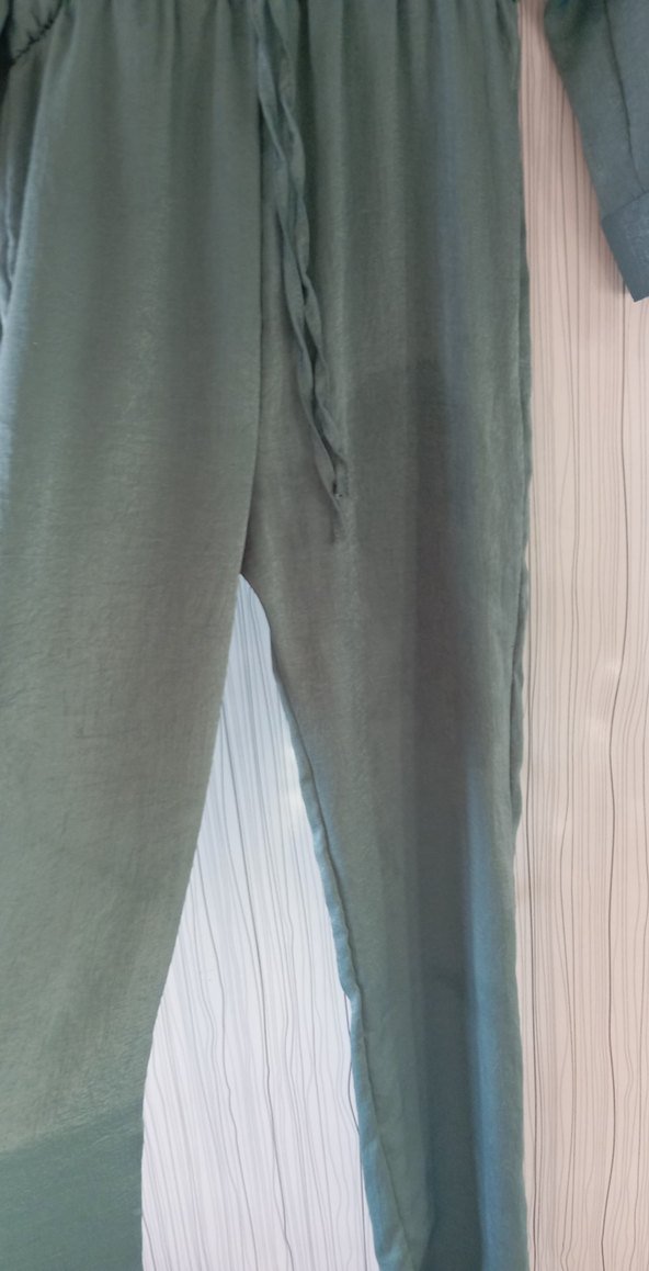 Düğmeli Uzun Kollu Hamile Keten Tunik - Görsel 4