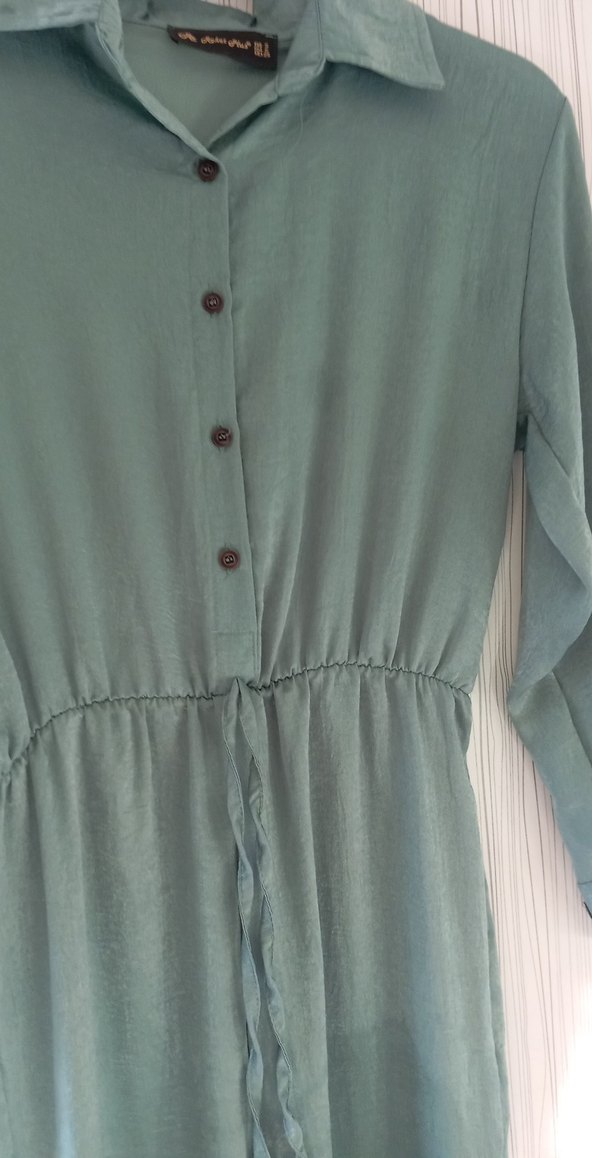 Düğmeli Uzun Kollu Hamile Keten Tunik - Görsel 3