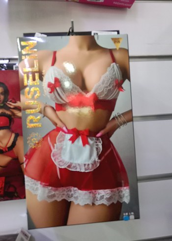 Parlak Kırmızı Mini Seksi Gecelik