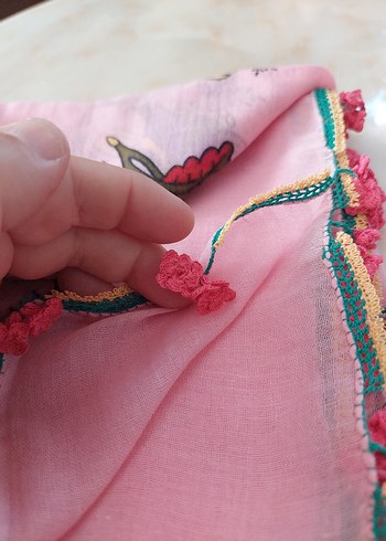 Pembe Renkli Fırfırlı Bohem Kadın Fuları - Görsel 3