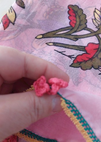 Pembe Renkli Fırfırlı Bohem Kadın Fuları - Görsel 2