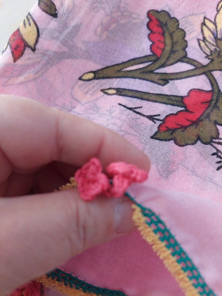 Pembe Renkli Fırfırlı Bohem Kadın Fuları - Görsel 2