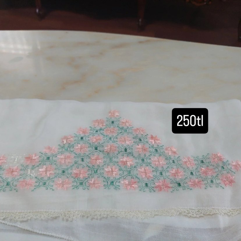 Nakışlı Pembe Erkek Mendili - Görsel 3