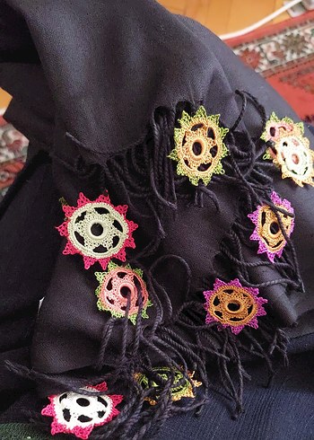 motifli Renkli Bohem Kadın şal'i - Görsel 5