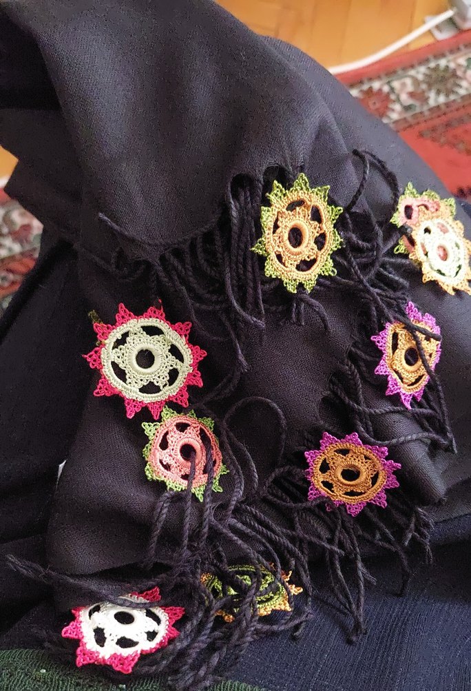 motifli Renkli Bohem Kadın şal'i - Görsel 5