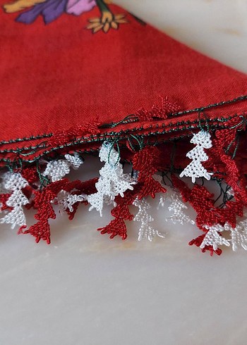 igne oyasi Detaylı Kırmızı Bohem Kadın  yemenisi - Görsel 5