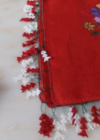 igne oyasi Detaylı Kırmızı Bohem Kadın  yemenisi - Görsel 6