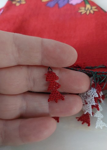 igne oyasi Detaylı Kırmızı Bohem Kadın  yemenisi - Görsel 3