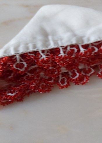 Kırmızı Boncuk İşlemeli Bohem Kadın tulbenti - Görsel 3