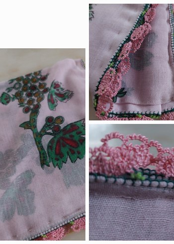 iğne oyasi Detaylı Pembe Bohem Kadın Fular - Görsel 5