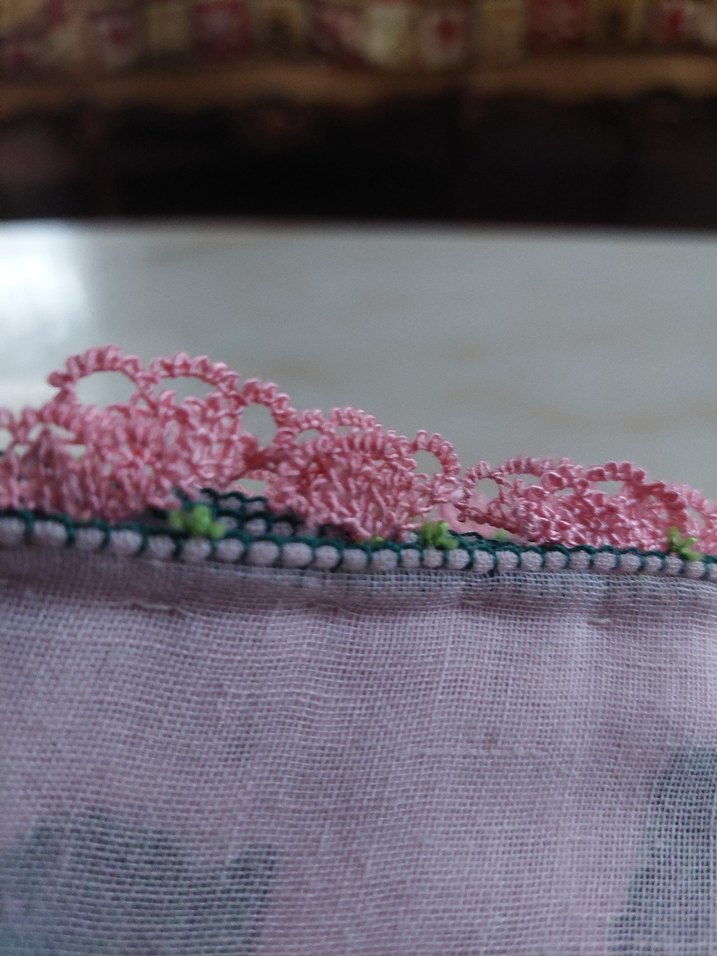 iğne oyasi Detaylı Pembe Bohem Kadın Fular - Görsel 3