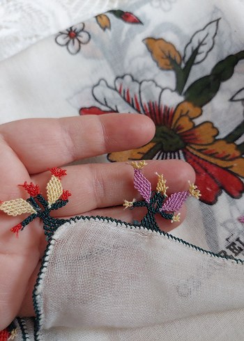 iğne oyasi Detaylı Çok Renkli Bohem Kadın yemenisi - Görsel 2