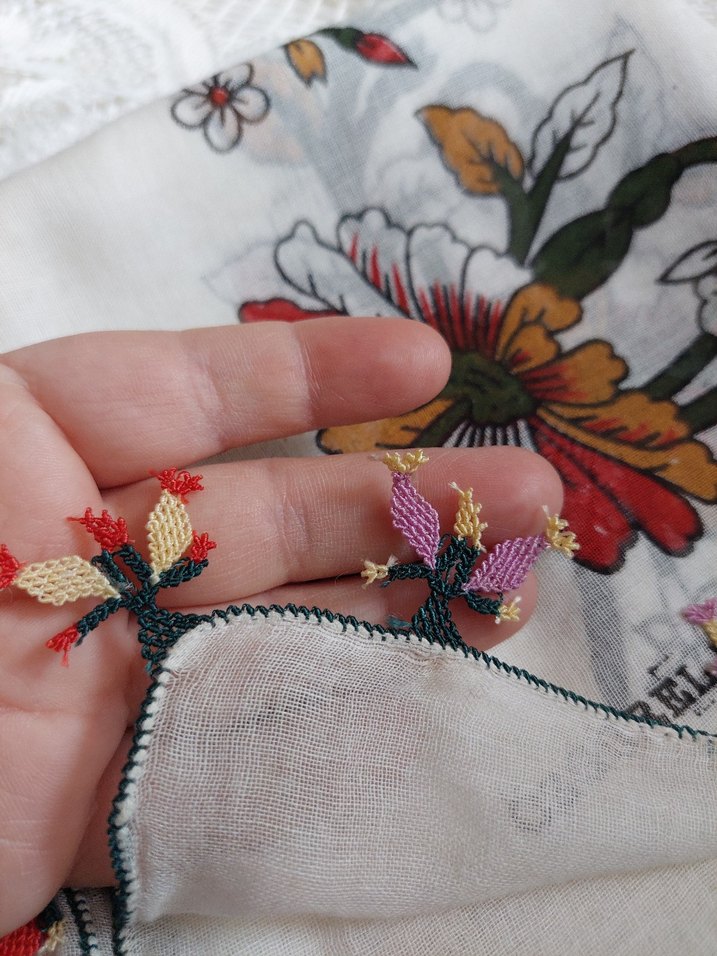 iğne oyasi Detaylı Çok Renkli Bohem Kadın yemenisi - Görsel 2