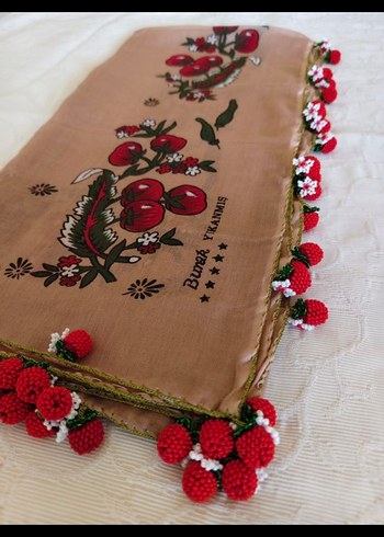 Boncuklu Kırmızı Bohem Kadın  yemenisi - Görsel 2