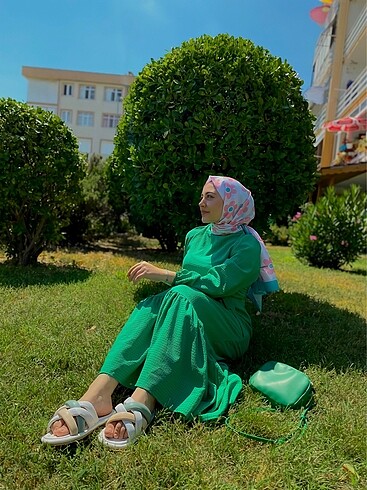 Diğer Yazlık yeşil uzun elbise