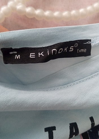 m Beden Ekinoks Belden Lastikli/Daraltılabilir Mavi Crop/Mini T-shirt