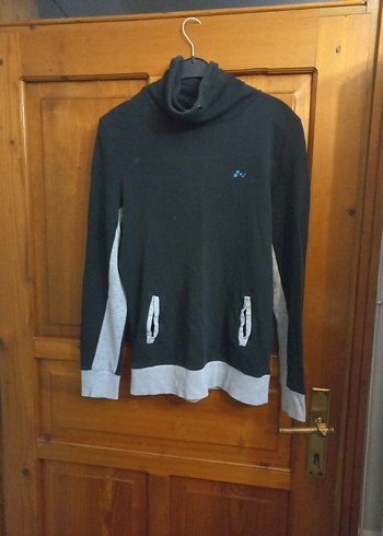 Erkek Siyah Boğazlı Triko Sweatshirt - Görsel 2