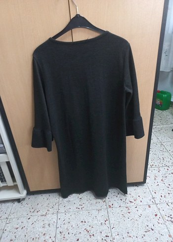 Siyah Kadın Uzun Kollu Midi Tunik Elbise - Görsel 5